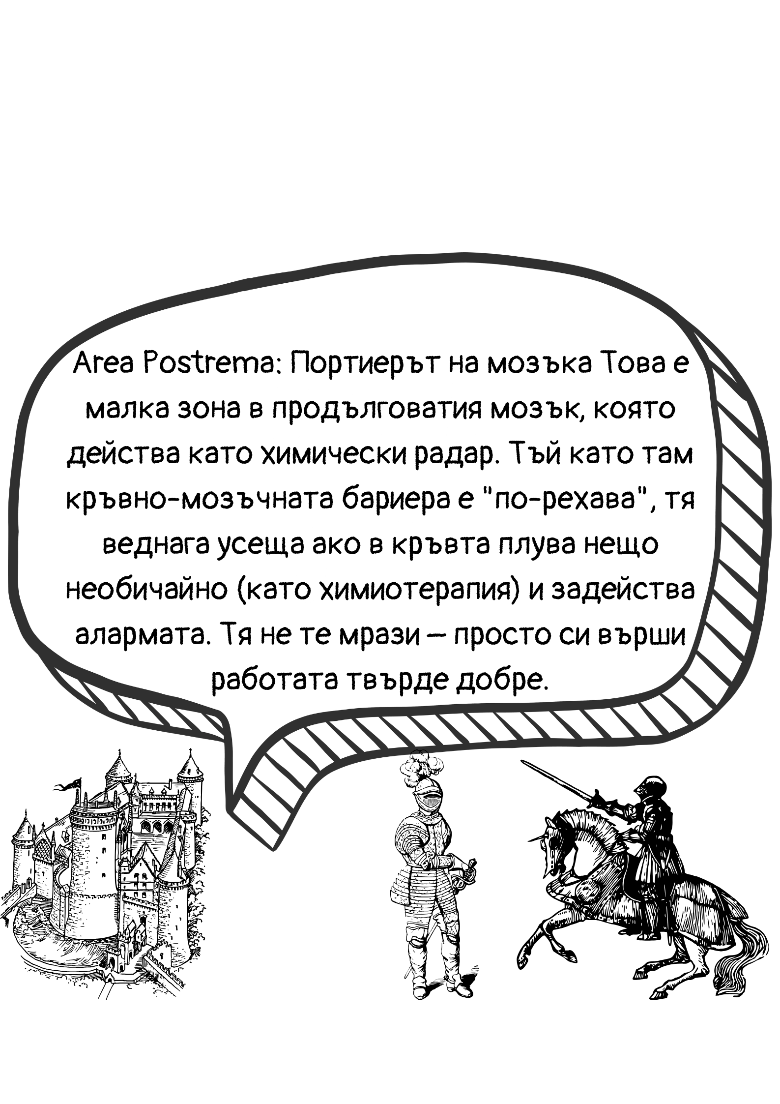 Обяснение на area postrema — зоната в мозъка, чувствителна към вещества в кръвта